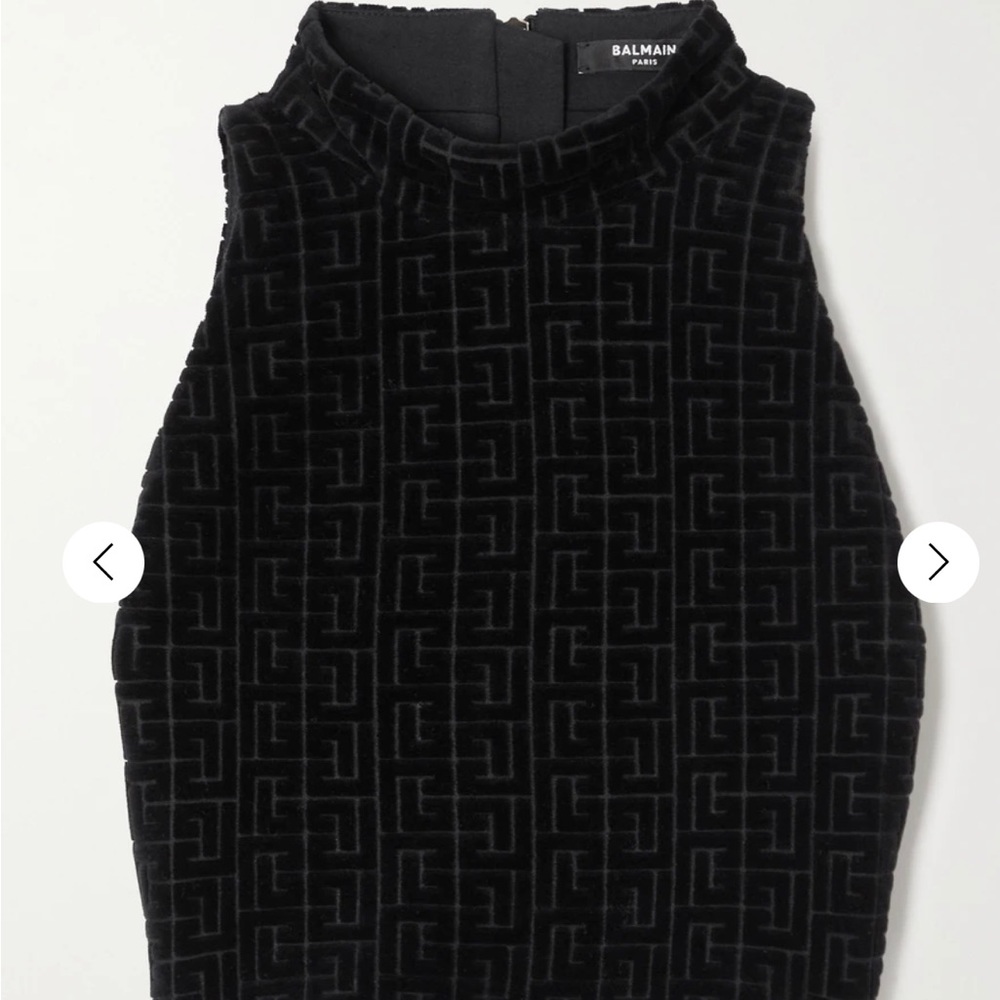 Balmain Velvet Monogram Crop Top